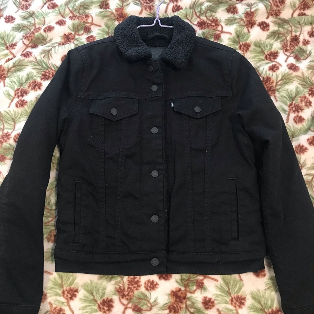 Levi’s Black Wool Lined Denim Jacket - image 1